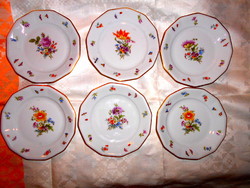 Schlaggenwald 6 db egyedi kézi festett kimagaslóan szép  tányér -hófehér porcelán 