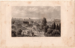 Milánó, acélmetszet 1840, eredeti, 9 x 15, metszet, monarchia, Olaszország, Lombardia, Mailand
