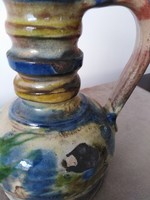 Gyűrűs nyakú, natúr színezett mázas váza 