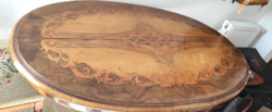 Csodaszép antik étkező asztal intarzia berakással 127*80*76 cm