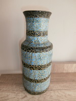 Retro repesztett mázas váza türkisz színű