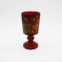 ​Nagy méretű bieder kézzel festett rubin üveg pohár - M417