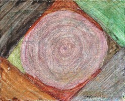 Kavalkád, 1997 - abstract painting, with recommendation on the back