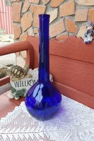 Gyönyörű  55  cm magas kék színű üveg váza  padlóváza  Gyűjtői szépség nosztalgia darab