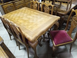 Chippendale étkező asztal és székek