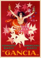 Vintage likőr vermut reklám plakát reprint nyomat Cappiello fiatal táncos lány színes csillagok
