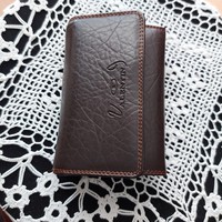 Brand new Guang Tong leather dark brown, men's, women's, unisex wallet, 15 cm x 10.5 cm x 4.5 cm
