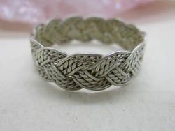 Gyönyörű antik fonott ezüst karika gyűrű