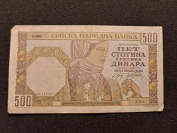 Ropogós Szerb 500 Dínár 1941