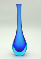 B535 Muranói meseszép kék üveg váza