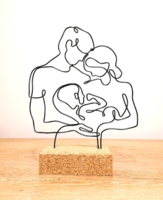 Gyermek születése-drótból készült asztali dekoráció-Családi szobor - Keresztelő emlék ajándék