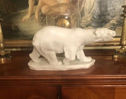 Óriás Herendi jegesmedve porcelán szobor. 42 cm!