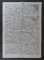 1B545 Antik Munkács katonai térkép 1889 K.U.K. 62cm x 42cm
