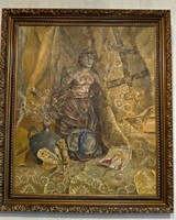 Orosz festmény: "A Szovjetunió bukása", festő "Csecsenyec, 1988". Olaj vásznon, 83 x 71 cm