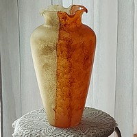 Murano - murano - veil glass vase, unique, special, decorative gold pattern, 35.5 cm
