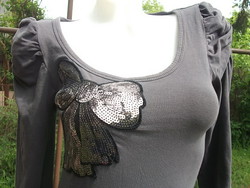 Women's sweater-blouse with decorative silver butterfly decoration s-m