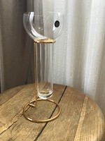 Régi modernista Rosenthal üveg váza arany színű fémállvánnyal