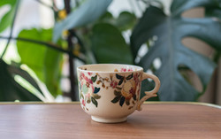 Különleges antik fajansz / porcelánfajansz kávéscsésze - Zsolnay, Schütz Cilli hangulatú