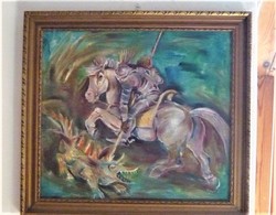 Szent György leszúrja a sárkányt Festmény  38x28 cm