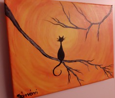 Cica a fán festmény eladó