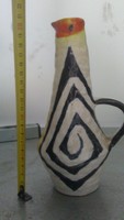 Art deco kakasos mázas kerámia váza 20cm