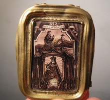 Miniatűr régi szentkép Szűz Mária