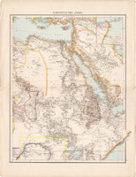Északkelet - Afrika, Egyiptom, Algéria, Tunisz térkép 1887, német atlasz, eredeti, antik, régi