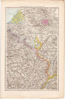 Északkelet - és Délnyugat - Franciaország térkép 1887, Európa, Gallia, antik, régi, eredeti, atlasz