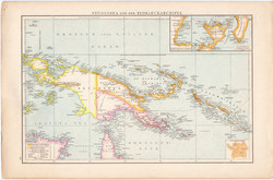 Új - Guinea és Csendes - óceáni - szigetek térkép 1887, német, Óceánia, óceán, régi, 28 x 42 cm