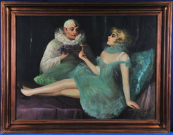Bernáth Ilma (1891-1961) Commedia dell'Arte figurák, Pierrot és Colombina