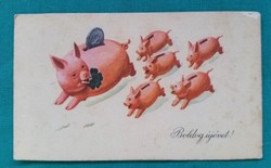 Old New Year mini greeting card, postcard