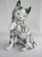 Lippelsdorfi nagy méretű  porcelán macska cirmos cica