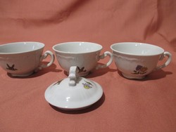 Zsolnay mesemintás kávés csésze és cukortartó fedél, tető