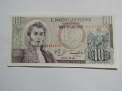 Unc 10 Pesos Kolumbia  1980  !!