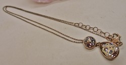 Beautiful button with stoned gilded silver pendant with chain