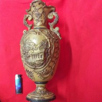 Alt wien johann maresch majolica terracotta faience vase, carafe. 36.5 Cm