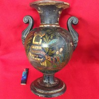Johann Maresch Majolika Faience Keleti Mintás Füles Váza,Karaffa. 33 cm