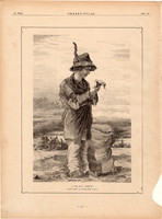 A talált "kincs", fametszet 1881, metszet, nyomat, 17 x 26 cm, Ország - Világ, eredeti tollrajz