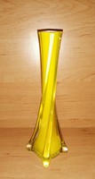 Sárga csavart üveg váza 20 cm (6/d-2)