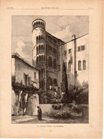 Az "Antica Scala" Velencében, fametszet 1881, metszet, nyomat, 21 x 30 cm, Ország - Világ, Velence