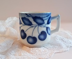 Antique blue cherry coffee cup