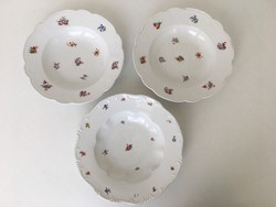 Zsolnay antik virágos mély tányérok