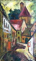 HEGYI GYÖRGY /1922 - 2001/: Szentendrei utca,kerettel : 97 x 66 cm,olaj-vászon
