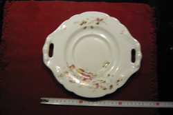 Antik porcelán  virág mintás  füles kínáló tányérka 24 cm