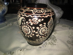 Old beautiful hand-painted vase from Hódmezővásárhely 13 x 15 cm