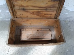 Old approx. 80-100 years folding top wooden chest, 66 x 34 x 21 cm