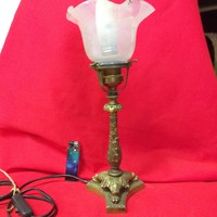 Régi Bronz,Réz,Fodros Lámpa Burás,Asztali Lámpa.22 cm.