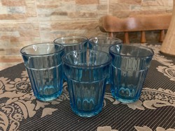 5 db. vastagfalú kék pohár, 5 db. 8x6 cm.