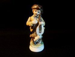 Nagyon ritka, jelzett Capodimonte porcelán figura: barokk jellegű zenész férfi