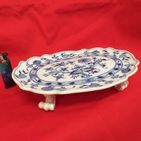 Alt Német,Germany Kardos Meissen 1815-1824 Hagymamintás Talpas Porcelán Kínáló Tál.25.5 cm